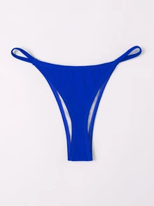 SHEIN Swim 素色丁字褲泳衣下裝 - 寶藍色 - 查看 2