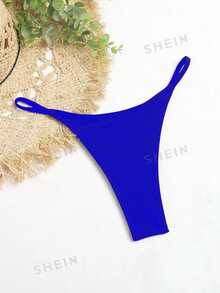SHEIN Swim 素色丁字褲泳衣下裝 - 寶藍色 - 查看 5