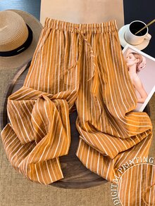 Franclia Women's Casual Striped Long Pants For Vacation - Multicolor - View 1