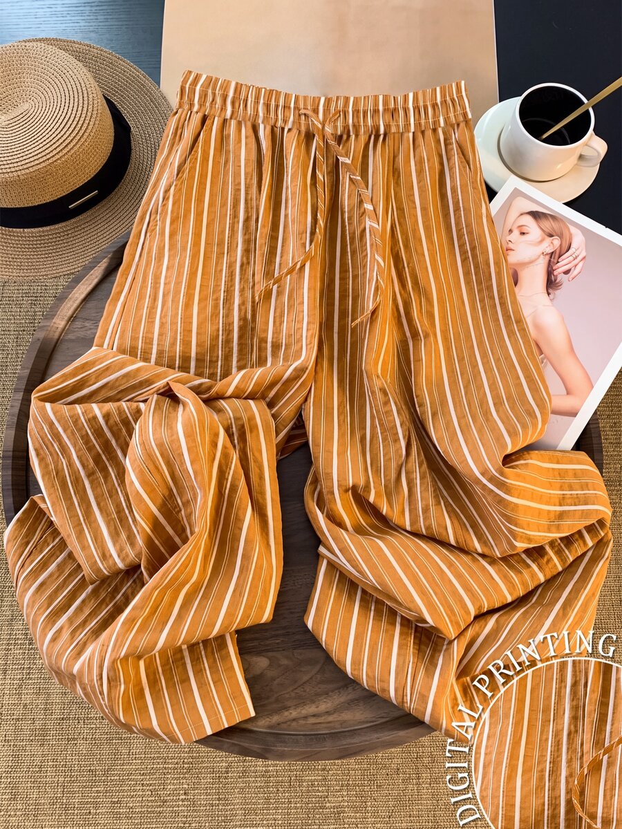 Franclia Women's Casual Striped Long Pants For Vacation - Multicolor - View 1