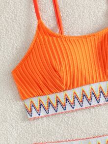 Swim Vcay Swimsuits For Woman Summer Beach Tape High Waisted Bikini Set - Orange - View 4