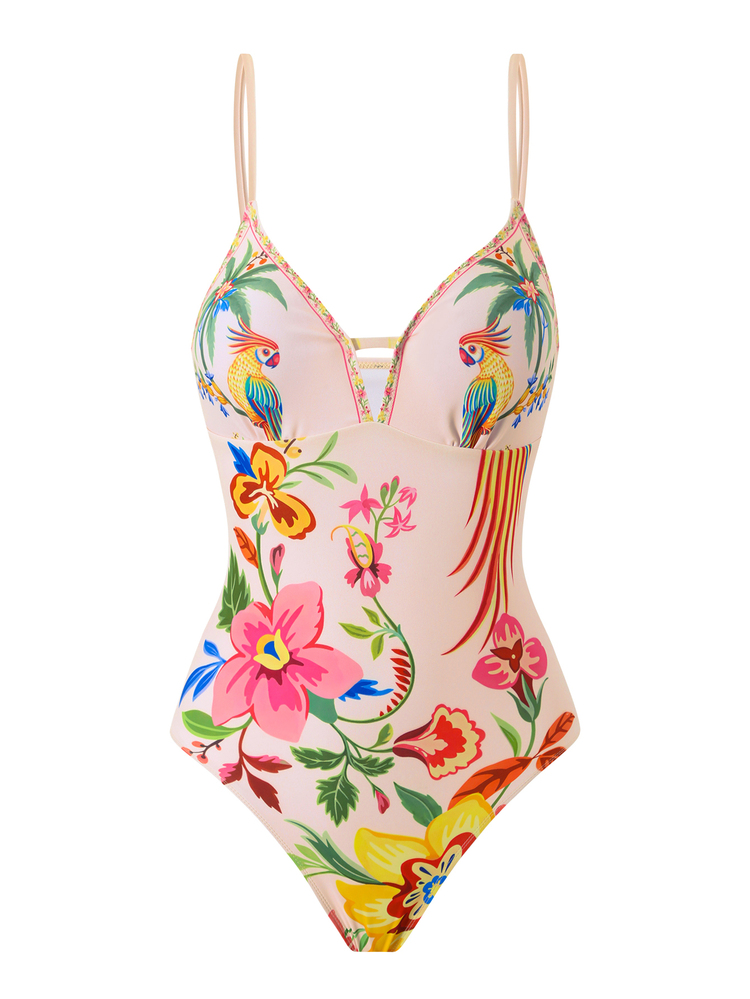 Swim Oasis New Bohemian Style Printed One-Piece Swimsuit With Mesh For Women, Spring/Summer - Multicolor - View 4