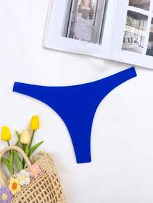 Swim Basics Summer Beach Solid Bikini Bottom - Royal Blue - View 2