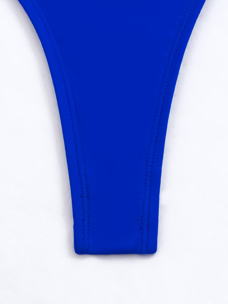 Swim Basics قطعة سفلية لبكيني صيفي أحادية اللون - أزرق غامق - مشاهدة 3