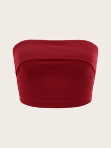 SHEIN ICON 純色針織女性簡約細肩帶背心上衣,適合日常或度假時穿著 - 酒紅色 - 查看 3
