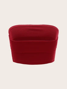 SHEIN ICON 純色針織女性簡約細肩帶背心上衣,適合日常或度假時穿著 - 酒紅色 - 查看 2