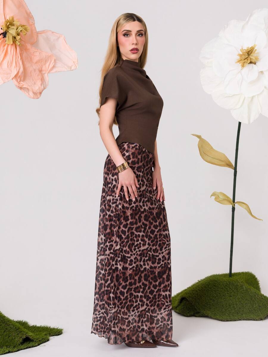 PRISCILA ESCOTO PRISCILA ESCOTO 豹纹休闲裙,简约时尚,日常必备 - 咖啡棕 - 查看 1
