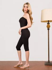 PRISCILA ESCOTO PRISCILA ESCOTO Ladies Strapless Jumpsuit With Capri And Slim Fit Black Summer Casual - Black - View 6