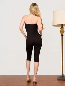 PRISCILA ESCOTO PRISCILA ESCOTO Ladies Strapless Jumpsuit With Capri And Slim Fit Black Summer Casual - Black - View 2