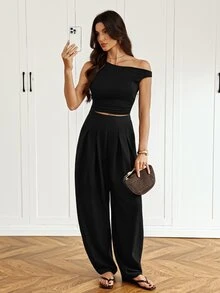 SHEIN Tall Women Pants - Black - View 8