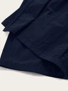 SHEIN EZwear 海軍藍大尺碼女款休閒商務休閒運動寬鬆連帽夾克，秋季正式場合、俱樂部、教師、萬聖節秋季穿搭 - 藏蓝色 - 查看 7