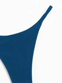 SHEIN Swim 纯色比基尼泳装，适合夏季海滩 - 水鴨藍 - 查看 4
