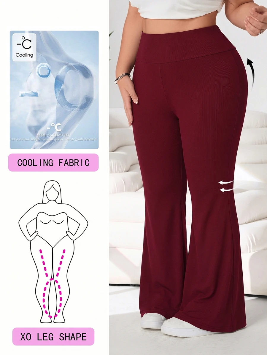 Solflare Plus Size Women's Summer Casual Elastic High Waist Pants For Daily Wear Fall