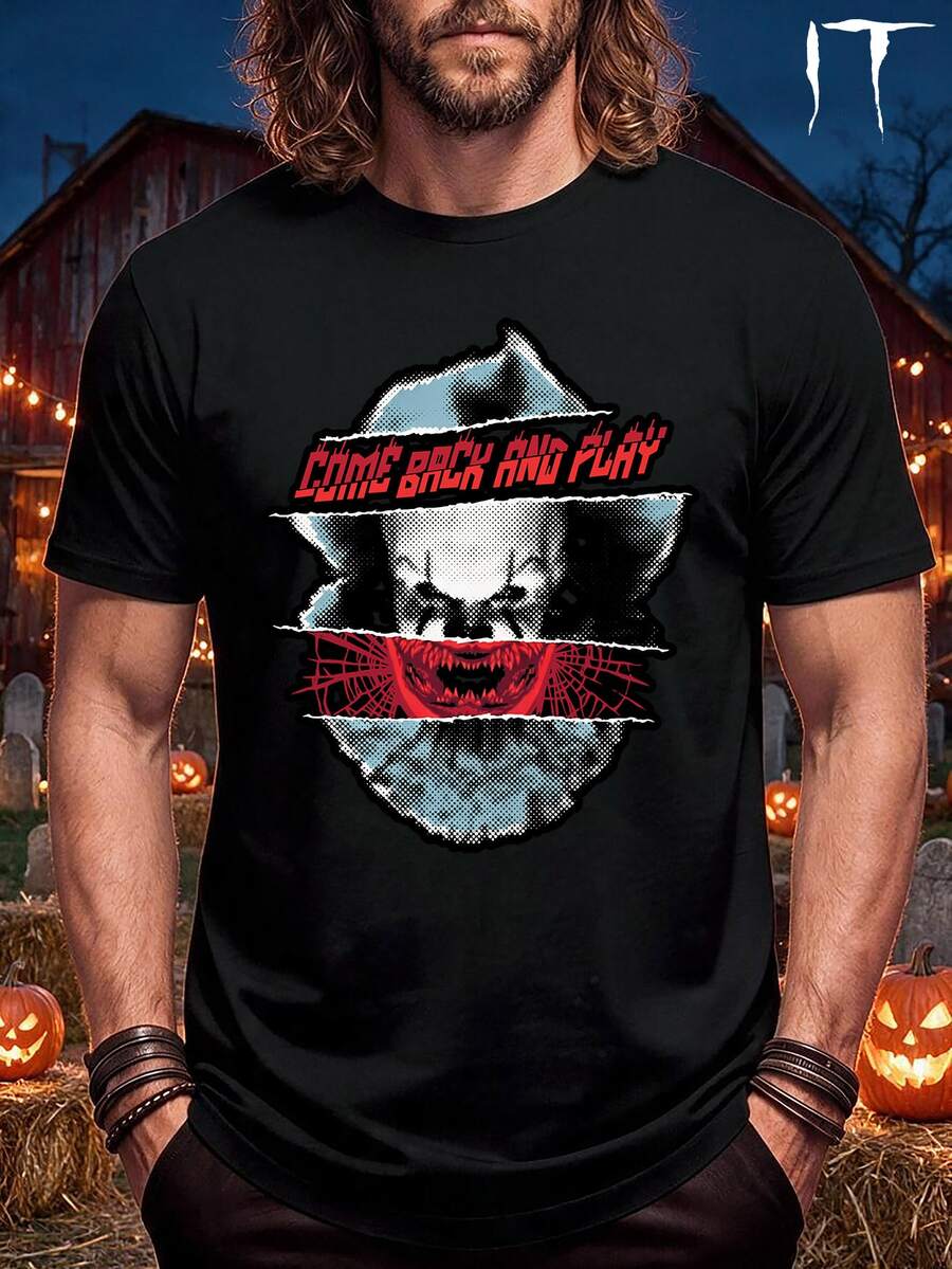 IT Chapter TWO | Manfinity Fenqiro Halloween IT Men's Printed Graphic T-Shirt - Black - View 1