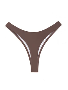 Swim Basics Bottom de bikini de tanga de unicolor para mujer para playa veraniega - Marrón - Ver 2