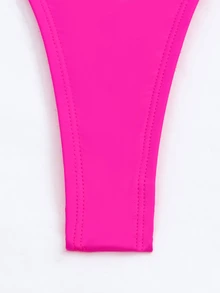 Swim Basics Summer Beach Plain Bikini Bottom - Hot Pink - View 5