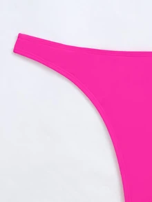 Swim Basics Summer Beach Plain Bikini Bottom - Hot Pink - View 3