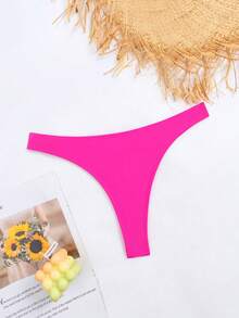 Swim Basics Summer Beach Plain Bikini Bottom - Hot Pink - View 4