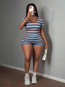 Slaydiva 2025 New Plus Size Women Casual Basic Tank Top Sleeveless Deep V Neck Ribbed White T-Shirt - Multicolor - View 5
