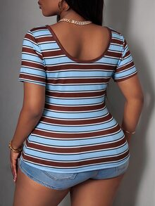 Slaydiva 2025 New Plus Size Women Casual Basic Tank Top Sleeveless Deep V Neck Ribbed White T-Shirt - Multicolor - View 3
