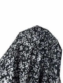 EMERY ROSE Plus Size Women's All-Over Print Notch V-Neck Long Sleeve Ruffle Hem Blouse Autumn Formal Vacation Black Boho Casual Bohemian - Black - View 8