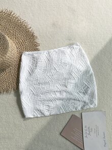 Swim Vcay Solid Color Drawstring Split Hem Cover Up Skirt - White - View 4