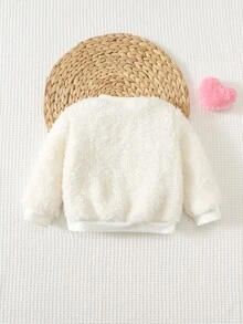 Cozy Pixies Baby Girl 3D Heart Decor Crew Neck Long Sleeve Autumn Winter Sweatshirt - White - View 2