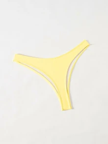 Swim Basics High-Waisted High-Cut Solid Color Bikini Bottom - Light Yellow - View 2