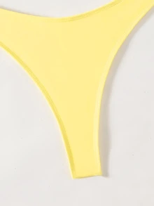 Swim Basics High-Waisted High-Cut Solid Color Bikini Bottom - Light Yellow - View 5