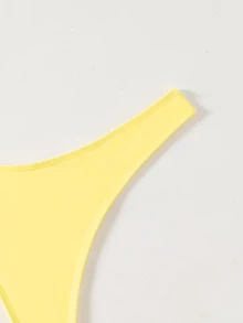 Swim Basics High-Waisted High-Cut Solid Color Bikini Bottom - Light Yellow - View 3