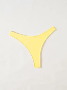 Swim Basics High-Waisted High-Cut Solid Color Bikini Bottom - Light Yellow - View 4
