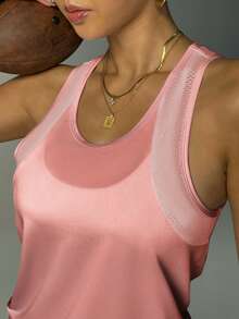 Solea Cove Solea Cove Solid Color Breathable Knit Sports Tank Top - Coral Orange - View 6