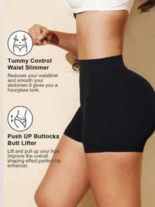SHEIN 1pc Women's Seamless Mid-Waist Lifting Shaping Brief - Black - View 5