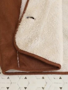 Brillora Reversible Suede Sherpa Button Jacket Brown Cream For Gathering Shopping Urban Style,Two‑Way Wear,Faux Suede,Daily Commute,Fall Winter,Country - Beige - View 12