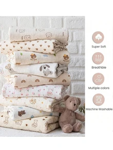 80*80cm Newborn Baby Soft Muslin Breathable Absorbent Swaddle Blanket - Multicolor - View 16