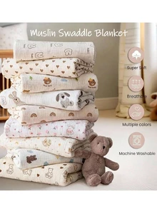 80*80cm Newborn Baby Soft Muslin Breathable Absorbent Swaddle Blanket - Multicolor - View 15