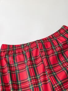 SHEIN Tween Girl Autumn/Winter Christmas Pajamas Snug Fit Long Sleeve Pants Bear Tight Pajama - Red - View 7