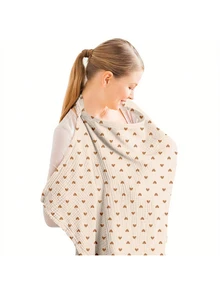 1pc Nursing Cover Scarf, Breathable Breastfeeding Cover Shawl For Outdoor Feeding - Love - View 5