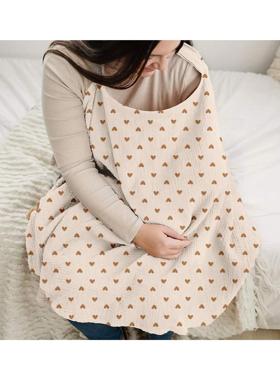 1pc Nursing Cover Scarf, Breathable Breastfeeding Cover Shawl For Outdoor Feeding - Love - View 1