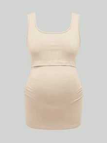 孕妇哺乳三件装纯色圆领背心 - 彩色 - 查看 7