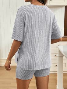 Maternity Clothes Maternity Nursing Two-Piece Setpcs Summer Pregnant Clothes Gray Maternity And Nursing Two-Piece Set, Highly Elastic, Comfortable And Soft, Suitable For Everyday Casual Wear - Grey - View 6