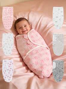 1pc/3pcs Soft Cotton Swaddle Blanket, Suitable For Newborn Baby Boys & Girls, Suitable For Spring & Summer, Easy To Use & Wrap, Fits 0-3 Months Infants, Suitable As Gift For Various Occasions, Suitable For Newborn Baby Essentials List - Multicolor - View 5