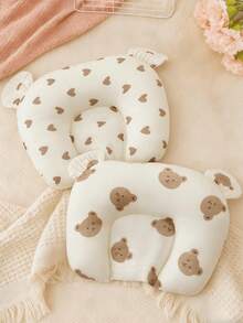 1 buah Bantal Kecil Berbentuk U untuk Bayi Beruang, Musim Semi/Panas/Sepanjang Musim, Tidak Elastis, Lembut & Bernapas, Bantal Penopang Leher Anti-Kepala Datar, Menyerap Keringat, Dapat Dicuci, 20*23cm - Chocolate Brown - View 10