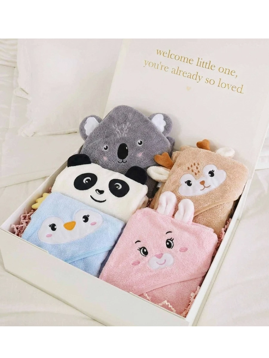 Soft Absorbent Baby Hooded Bath Towel, With Cute Animal Patterns, Made Of Breathable Polyester Fabric, Suitable For Children Shower And Wrap - Multicolor - View 1