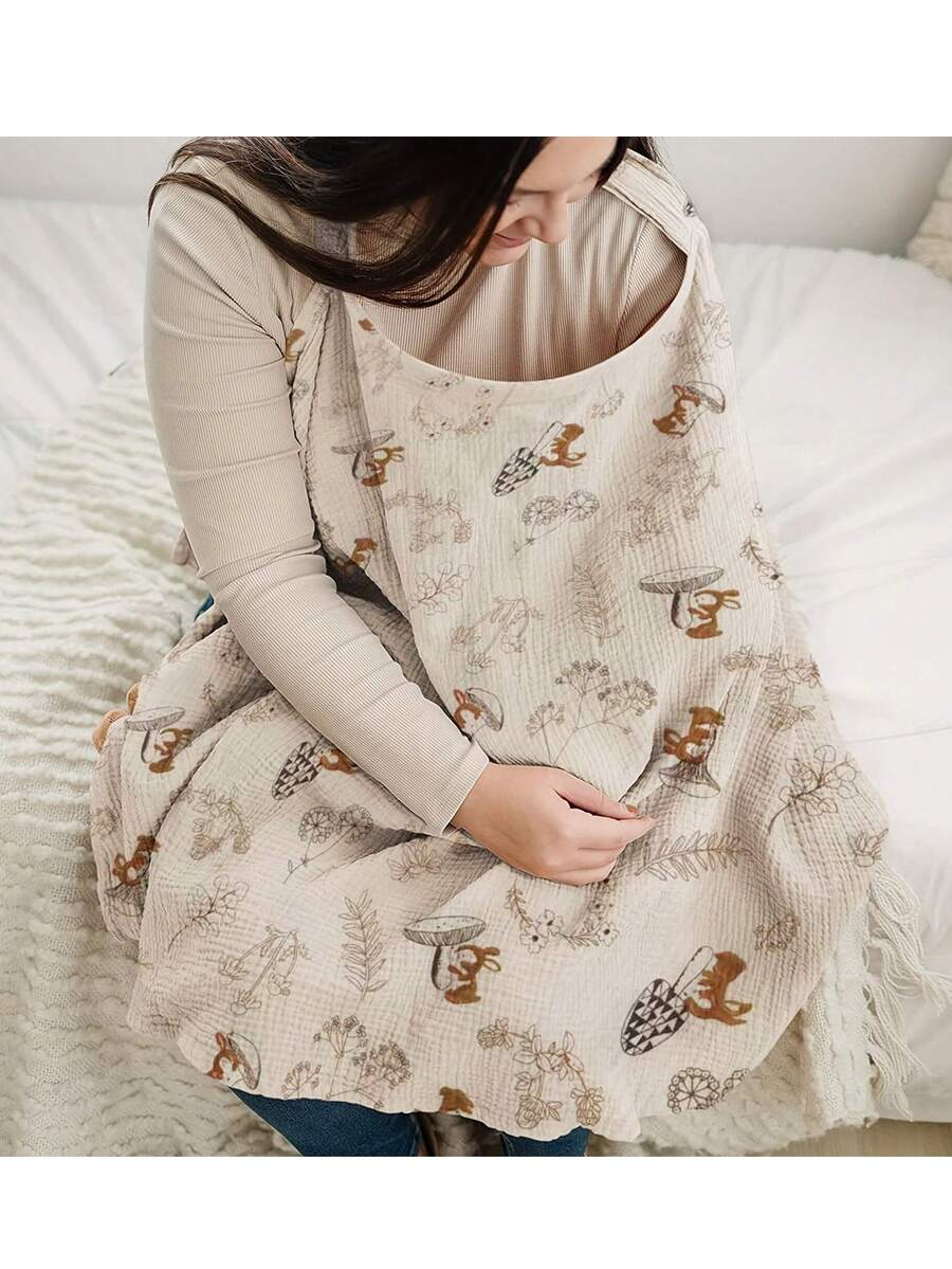 1pc Nursing Cover Scarf, Breathable Breastfeeding Cover Shawl For Outdoor Feeding - Squirrel - View 1
