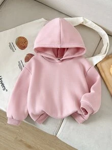 LMoss Kids 女嬰可愛卡通鴨子連帽套頭衛衣，保暖內裡長袖秋冬運動衫 - 粉色 - 查看 3