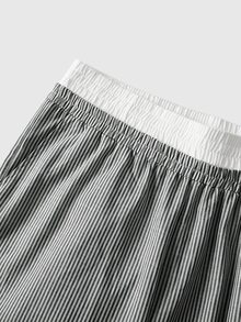 EASEVO Men's Plus Size Elastic Waist Striped Letter Wide Leg Pants Tropicoqueta - Black and White - View 7