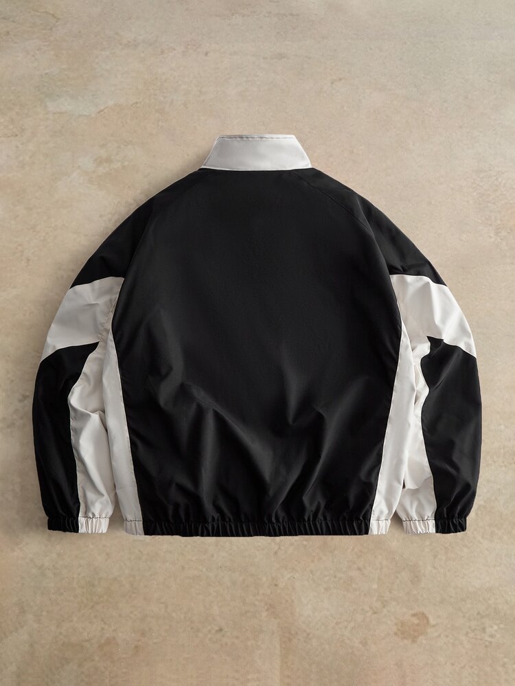 GETOML Men's Street Country Casual Colorblock Zip Pocket Long Sleeve Jacket Vacation Cruise Black And White Autumn Streetwear Y2K - Multicolor - View 3