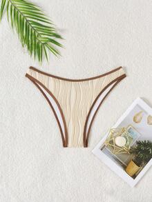 Swim Mod Beach For Women, Summer Beach Party Vintage Ruffled Detail Women Swimwear Bottom - Apricot - View 1