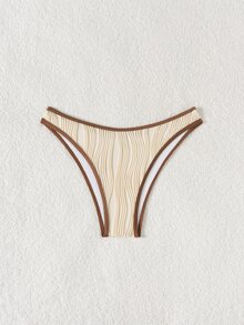 Swim Mod Beach For Women, Summer Beach Party Vintage Ruffled Detail Women Swimwear Bottom - Apricot - View 5